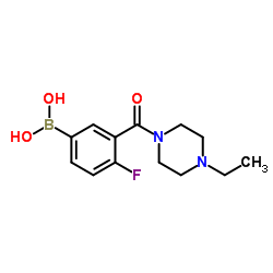 3-(4-ethylpiperazine-1-carbonyl)-4-fluoro phenyl boronic acid structure