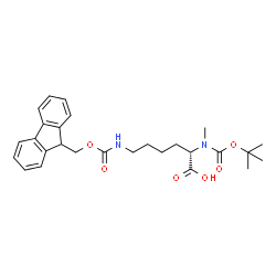(S)-6-((((9H-Fluoren-9-yl)methoxy)carbonyl)amino)-2-((tert-butoxycarbonyl)(methyl)amino)hexanoicacid Structure