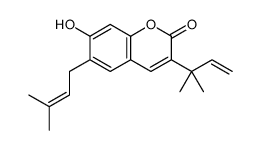 7-hydroxy-3-(2-methylbut-3-en-2-yl)-6-(3-methylbut-2-enyl)chromen-2-one结构式