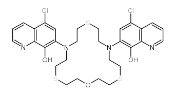 7,7'-(1-OXA-4,10,16-TRITHIA-7,13-DIAZACYCLOOCTADECANE-7,13-DIYL)BIS[5-CHLORO-8-QUINOLINOL]结构式