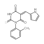 (5Z)-1-(2-methylphenyl)-5-(1H-pyrrol-2-ylmethylidene)-2-sulfanylidene-1,3-diazinane-4,6-dione结构式