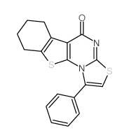 1-Phenyl-6,7,8,9-tetrahydro<1>benzothieno<3,2-e>thiazolo<3,2-a>pyrimidin-5(H)-one Structure