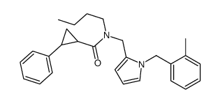 N-butyl-N-[[1-[(2-methylphenyl)methyl]pyrrol-2-yl]methyl]-2-phenylcyclopropane-1-carboxamide结构式