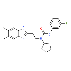 Urea, N-cyclopentyl-N-[2-(5,6-dimethyl-1H-benzimidazol-2-yl)ethyl]-N-(3-fluorophenyl)- (9CI) structure