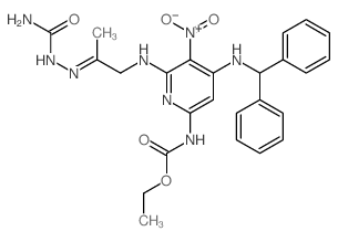 2-Pyridinecarbamicacid, 6-(acetonylamino)-4-[(diphenylmethyl)amino]-5-nitro-, ethyl ester,6-semicarbazone (8CI) picture