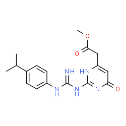 methyl (6-oxo-2-{N'-[4-(propan-2-yl)phenyl]carbamimidamido}-3,6-dihydropyrimidin-4-yl)acetate Structure