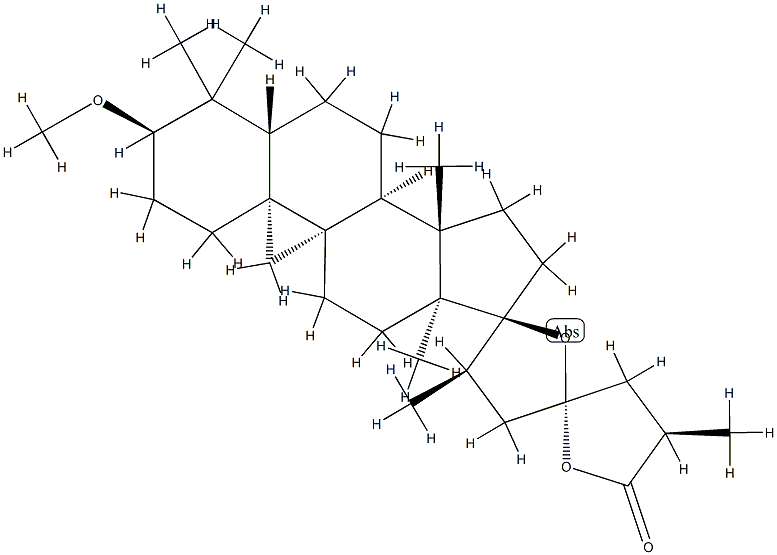 (23S,25R)-23-Hydroxy-3α-methoxy-17,23-epoxy-9β,19-cyclolanostane-26-oic acid γ-lactone结构式