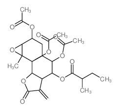 Butanoic acid, 2-methyl-, 2,5,10-tris(acetyloxy)dodecahydro-4,10a-dimethyl-7-methylene-8-oxooxireno[8,9]cyclodeca[1,2-b]furan-6-yl ester Structure