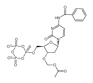 6-(((2R,3S,5R)-3-(acetoxymethoxy)-5-(4-benzamido-2-oxopyrimidin-1(2H)-yl)tetrahydrofuran-2-yl)methoxy)-1,3,5,2,4,6-trioxatriphosphinane-2,4-bis(olate) 2,4-dioxide-6-sulfide Structure