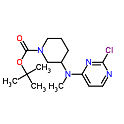2-Methyl-2-propanyl 3-[(2-chloro-4-pyrimidinyl)(methyl)amino]-1-piperidinecarboxylate结构式