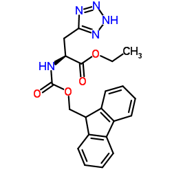 (S)-ethyl 2-((((9H-fluoren-9-yl)Methoxy)carbonyl)amino)-3-(2H-tetrazol-5-yl)propanoate structure