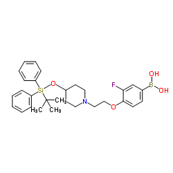 (4-(2-(4-((tert-butyldiphenylsilyl)oxy)piperidin-1-yl)ethoxy)-3-fluorophenyl)boronic acid Structure
