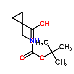 1-(((叔丁氧基羰基)氨基)甲基)环丙烷-1-羧酸结构式