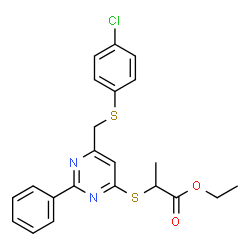 ETHYL 2-[(6-([(4-CHLOROPHENYL)SULFANYL]METHYL)-2-PHENYL-4-PYRIMIDINYL)SULFANYL]PROPANOATE Structure