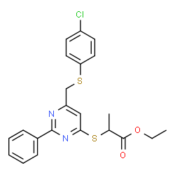 ETHYL 2-[(6-([(4-CHLOROPHENYL)SULFANYL]METHYL)-2-PHENYL-4-PYRIMIDINYL)SULFANYL]PROPANOATE structure