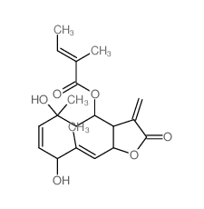 2-Butenoic acid,2-methyl-,(3aR,4R,6R,7E,9S,- 10Z,11aR)-2,3,3a,4,5,6,9,11a-octahydro-6,9- dihydroxy-6,10-dimethyl-3-methylene-2- oxocyclodeca[b]furan-4-yl ester,(2Z)-结构式