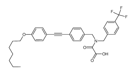 {(4-{[4-(heptyloxy)phenyl]ethynyl}benzyl)[4-(trifluoromethyl)benzyl]amino}(oxo)acetic acid结构式