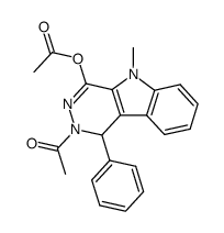 4-acetoxy-2-acetyl-5-methyl-1-phenyl-2,5-dihydro-1H-pyridazino[4,5-b]indole结构式