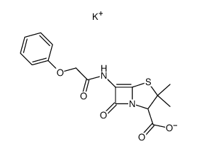 3,3-dimethyl-7-oxo-6-(2-phenoxy-acetylamino)-4-thia-1-aza-bicyclo[3.2.0]hept-5-ene-2-carboxylic acid, potassium salt结构式