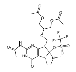 N2-acetyl-7-methyl-8-dimethylamino-9-[(1,3-diacetoxy-2-propoxy)methyl]guanine-8-triflate Structure