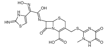 (6R,7R)-7-[[(2E)-2-(2-amino-1,3-thiazol-4-yl)-2-hydroxyiminoacetyl]amino]-3-[(2-methyl-5,6-dioxo-1H-1,2,4-triazin-3-yl)sulfanylmethyl]-8-oxo-5-thia-1-azabicyclo[4.2.0]oct-2-ene-2-carboxylic acid结构式