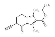 1H-Indole-2-carboxylicacid, 5-cyano-4,5,6,7-tetrahydro-1,3-dimethyl-4-oxo-, ethyl ester结构式