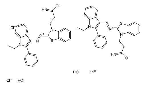 bis[3-(3-amino-3-oxopropyl)-2-[(1-ethyl-2-phenyl-1H-indol-3-yl)azo]benzothiazolium] tetrachlorozincate结构式