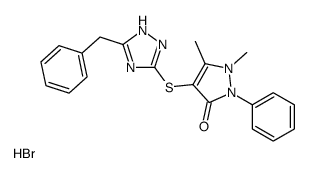 4-[(5-benzyl-1H-1,2,4-triazol-3-yl)sulfanyl]-1,5-dimethyl-2-phenylpyrazol-3-one,hydrobromide Structure