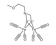 [Fe2(CO)6(μ-SCH2N(CH2CH2OCH3)CH2S)](2-) Structure