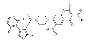 7-(4-{[3-(2,6-Difluorophenyl)-5-methyl-1,2-oxazol-4-yl]carbonyl}- 1-piperazinyl)-6-nitro-4-oxo-4H-[1,3]thiazeto[3,2-a]quinoline-3-c arboxylic acid Structure