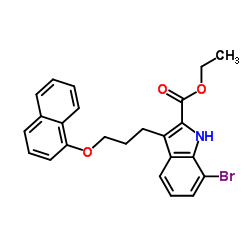 Ethyl 7-bromo-3-[3-(1-naphthyloxy)propyl]-1H-indole-2-carboxylate Structure