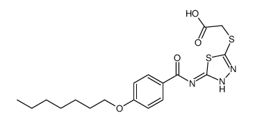 2-[[5-[(4-heptoxybenzoyl)amino]-1,3,4-thiadiazol-2-yl]sulfanyl]acetic acid Structure