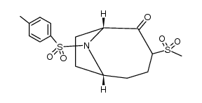3-(methylsulphonyl)-9-(p-tolylsulphonyl)-9-azabicyclo[4.2.1]nonan-2-one结构式
