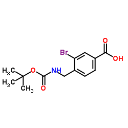 3-溴-4-(((叔丁氧羰基)氨基)甲基)苯甲酸结构式