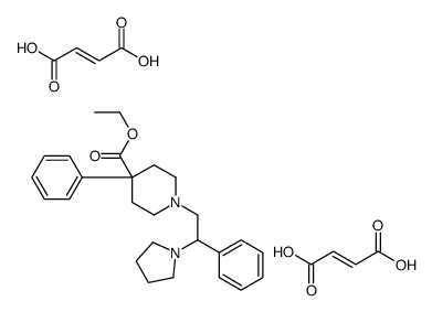 ethyl 4-phenyl-1-(2-phenyl-2-pyrrolidin-1-ium-1-ylethyl)piperidin-1-ium-4-carboxylate,(Z)-4-hydroxy-4-oxobut-2-enoate Structure