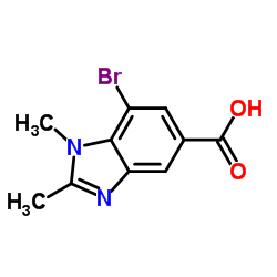 7-Bromo-1,2-dimethyl-1H-benzimidazole-5-carboxylic acid结构式