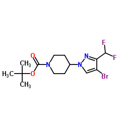 tert-butyl 4-(4-bromo-3-(difluoromethyl)-1H-pyrazol-1-yl)piperidine-1-carboxylate结构式