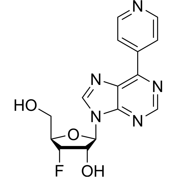 9-(3-Deoxy-3-fluoro-β-D-ribofuranosyl)-6-(pyridine-4-yl)purine结构式