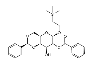 2-(trimethylsilyl)ethyl 2-O-benzoyl-4,6-O-benzylidene-β-D-galactopyranoside结构式