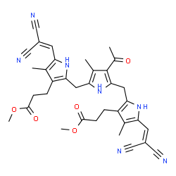 2,2'-[(3-Acetyl-4-methyl-1H-pyrrole-2,5-diyl)dimethylene]bis[5-(2,2-dicyanovinyl)-4-methyl-1H-pyrrole-3-propionic acid methyl] ester structure