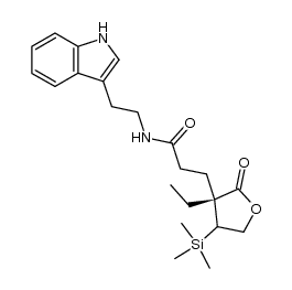 N-(2-(1H-indol-3-yl)ethyl)-3-((3R)-3-ethyl-2-oxo-4-(trimethylsilyl)tetrahydrofuran-3-yl)propanamide结构式
