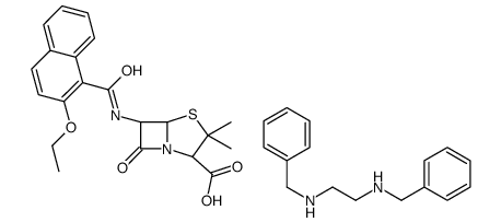 N,N'-dibenzylethane-1,2-diamine,(2S,5R,6R)-6-[(2-ethoxynaphthalene-1-carbonyl)amino]-3,3-dimethyl-7-oxo-4-thia-1-azabicyclo[3.2.0]heptane-2-carboxylic acid Structure