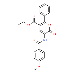 Ethyl 3-[(4-methoxybenzoyl)amino]-2-oxo-6-phenyl-2H-pyran-5-carboxylate结构式