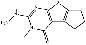 3-hydrazinyl-2-methyl-7,8-dihydro-6H-cyclopenta[2,3]thieno[2,4-b]pyrimidin-1-one Structure