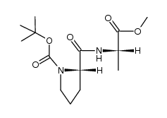 (S) tert-butyl 2-(((S)-1-methoxy-1-oxopropan-2-yl)carbamoyl)pyrrolidine-1-carboxylate结构式