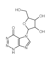 7-[3,4-dihydroxy-5-(hydroxymethyl)oxolan-2-yl]-2,3,4,7,9-pentazabicyclo[4.3.0]nona-3,8,10-trien-5-one结构式