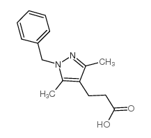 3-(1-苄基-3,5-二甲基-1H-吡唑-4-基)-丙酸结构式