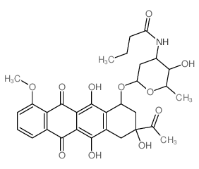 5,12-Naphthacenedione,8-acetyl-7,8,9,10-tetrahydro-6,8,11-trihydroxy-1-methoxy-10-[[2,3,6-trideoxy-3-[(1-oxobutyl)amino]-a-L-lyxo-hexopyranosyl]oxy]-,(8S,10S)-结构式