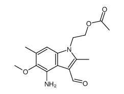 1-(2-acetoxy-ethyl)-4-amino-5-methoxy-2,6-dimethyl-indole-3-carbaldehyde结构式