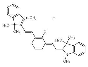 2-[2-[2-氯-3-[(1,3-二氢-1,3,3-三甲基-2H-吲哚-2-亚基)乙亚基]-1-环戊烯-1-基]乙烯基]-1,3,3-三甲基吲哚碘化物结构式